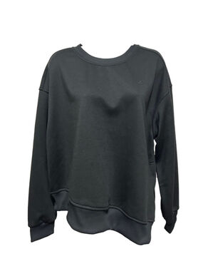 NWOT Halara Round Neck Dropped Shoulder Long Sleeve Split Hem black in large